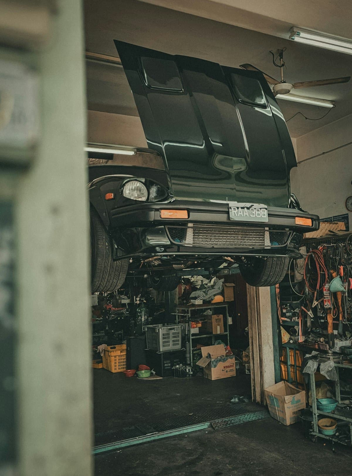 A car up on the ramp